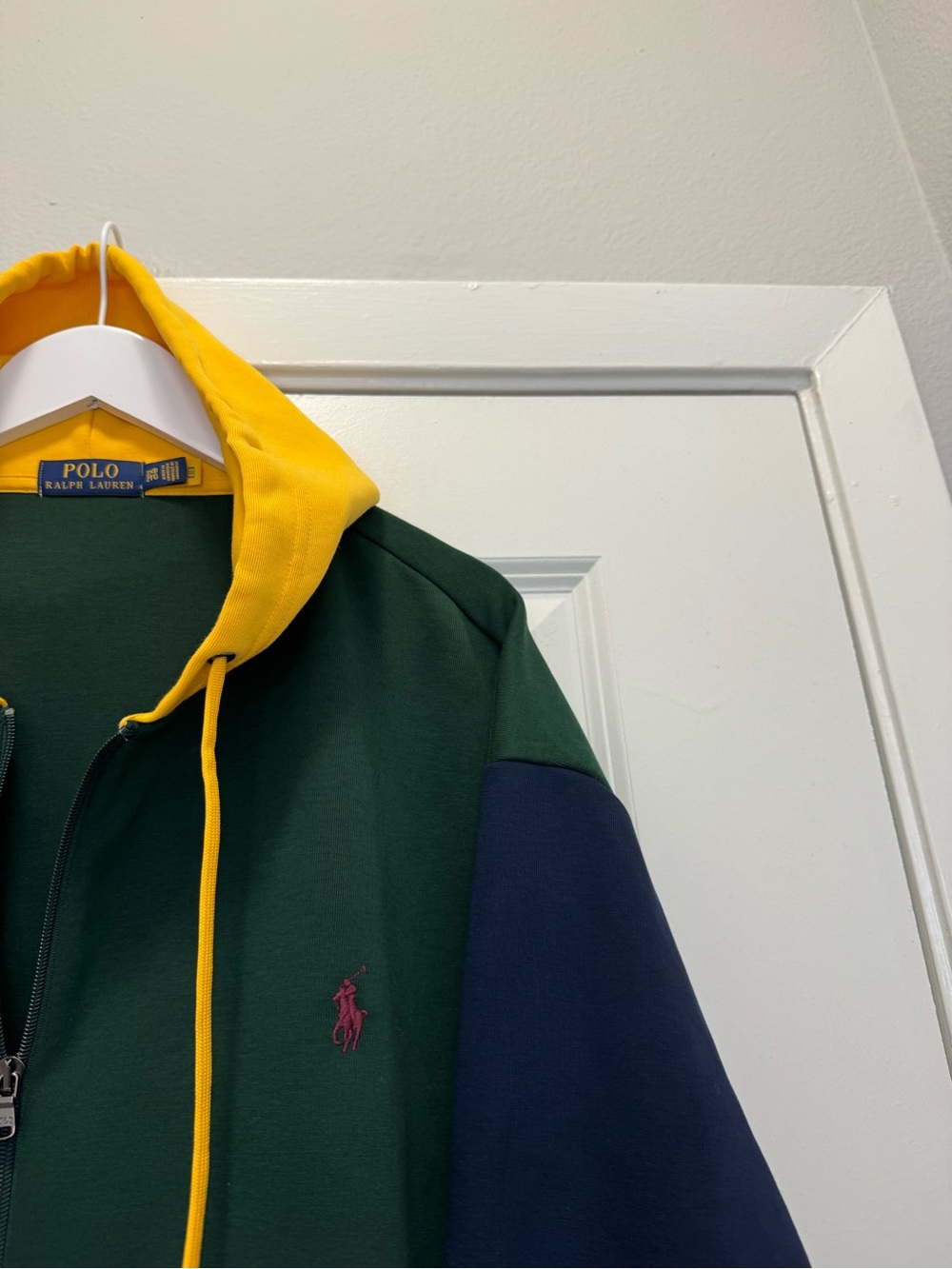 Polo Ralph Lauren Hoodie Colorblock Navy Blue Yellow Green - Picture 4 of 13